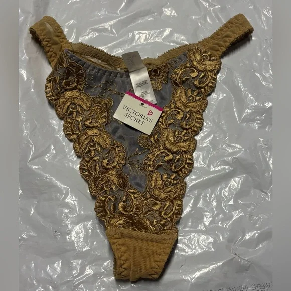 Victoria's Secret Gray and Gold Embroidered Lace corsé Bodysuit - Picture 4 of 10